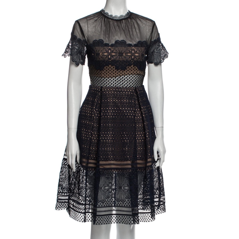 Self Portrait Inspired Lace Pattern Midi Dress - image 1